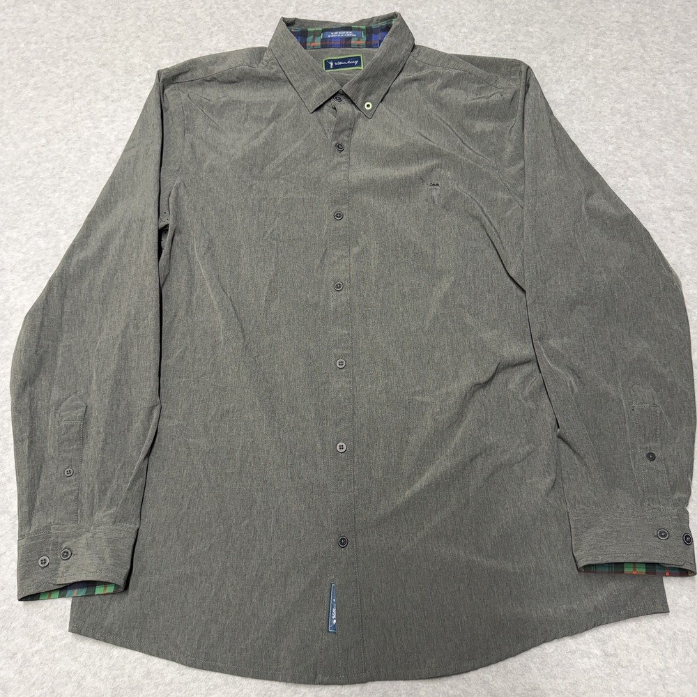 William Murray Shirt Mens Large Gray Solid Long Sleeve Button Up Golf Stretch